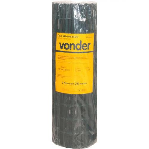 Tela alambrado verde malha 10 x 5 cm fio 2,5 mm com 1,0 x 25 m