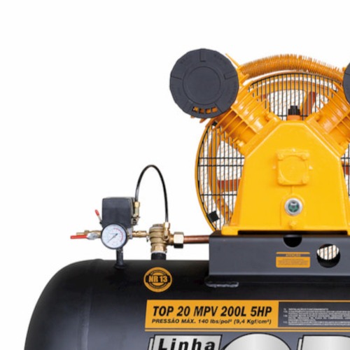 Compressor de ar 20 pés 200 litros 5 hp 140 lbs trifásico - TOP20 MPV 200L Compressor de ar 20 pés 200 litros 5 hp 140 lbs trifásico - TOP20 MPV 200L