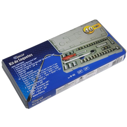 Jogo de soquete sextavado encaixe de 1/4