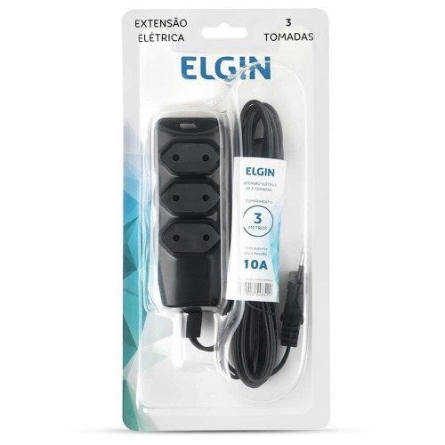 Extensão elétrica 3 metros 3 tomadas 2 x 0,75mm 10A 2P 110V/220V Extensão elétrica 3 metros 3 tomadas 2 x 0,75mm 10A 2P 110V/220V