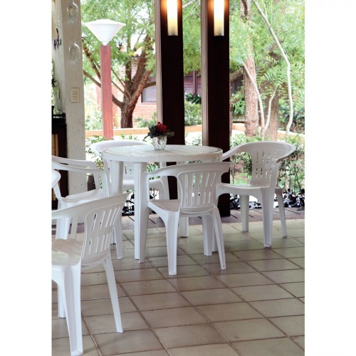 Cadeira pl�stica com bra�os branca - Atalaia