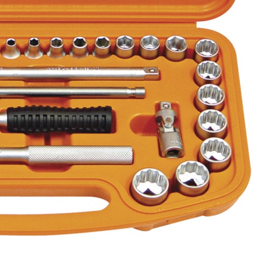 Jogo de soquete estriado e sextavado de 9 a 19 mm x 1/4