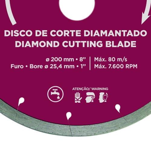 Disco diamantado liso 200 mm para piso pisos - 60570 Disco diamantado liso 200 mm para piso pisos - 60570