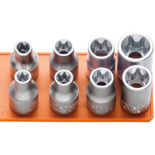 Jogo de chave soquete hexalobular f�mea e-10 a e-18 encaixe 1/2