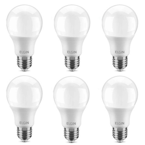 Kit 6 L�mpadas led bulbo 6W 540 l�mens branca fria - A55  110V/220V