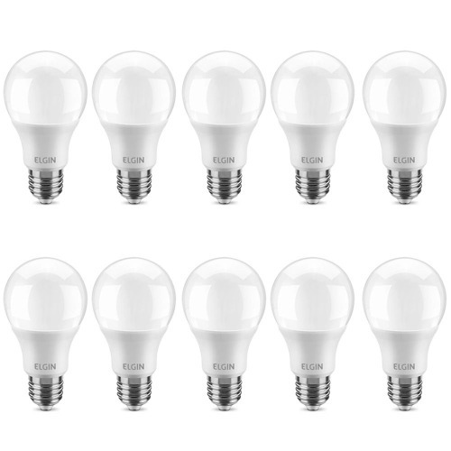 Kit 10 L�mpadas led bulbo 12W 1050 l�mens branca fria - A60  110V/220V