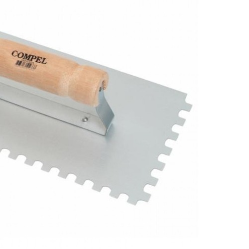 Desempenadeira em a�o dentada com cabo de madeira 12 x 25,5 cm