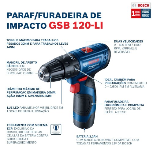 Furadeira Parafusadeira de impacto 3/8