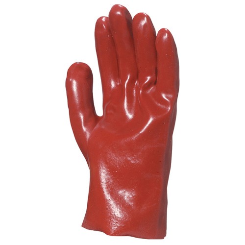 Luva de pvc lisa com forro de algod�o 27 cm vermelha GG