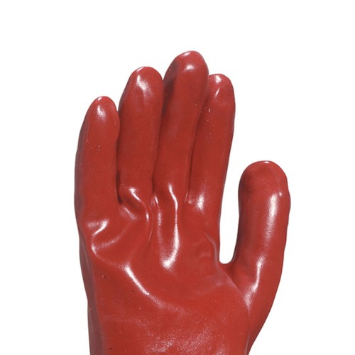 Luva de pvc lisa com forro de algod�o 27 cm vermelha GG
