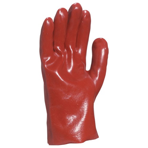 Luva de pvc lisa com forro de algod�o 27 cm vermelha GG