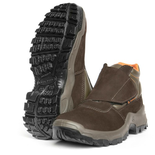 Botina em couro nobuck fechamento com velcro - Vit�ria OB SRA