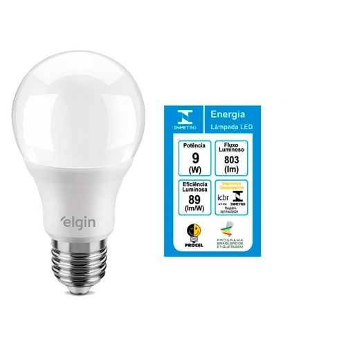 Kit 6 Lâmpadas led bulbo 9W 810 lúmens branca fria - A60 110V/220V Kit 6 Lâmpadas led bulbo 9W 810 lúmens branca fria - A60 110V/220V