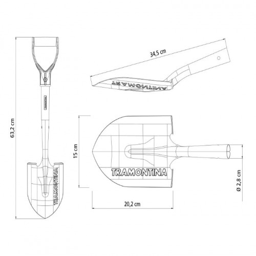 P� de bico pequena com cabo de madeira 45 cm 