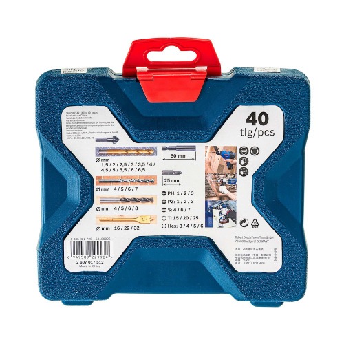 Jogo de brocas e pontas 40 peças com maleta - X-Line Jogo de brocas e pontas 40 peças com maleta - X-Line