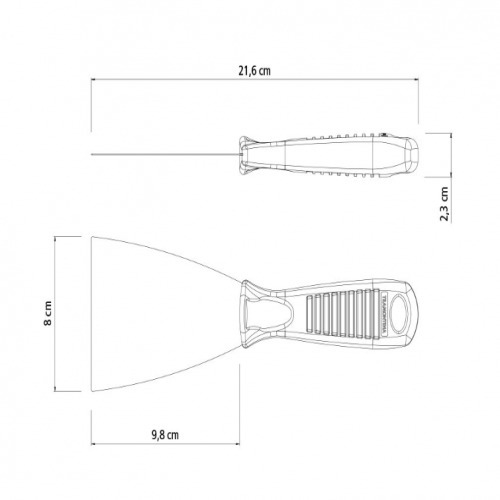 Espátula flexível metálica 8 cm com cabo plástico Espátula flexível metálica 8 cm com cabo plástico