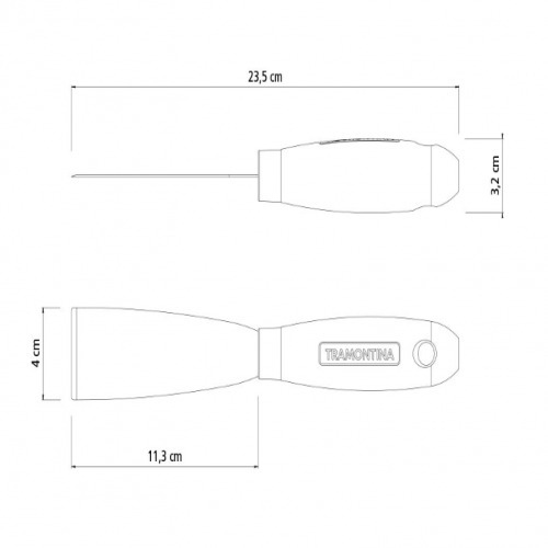 Esp�tula r�gida 4 cm em a�o com cabo de madeira