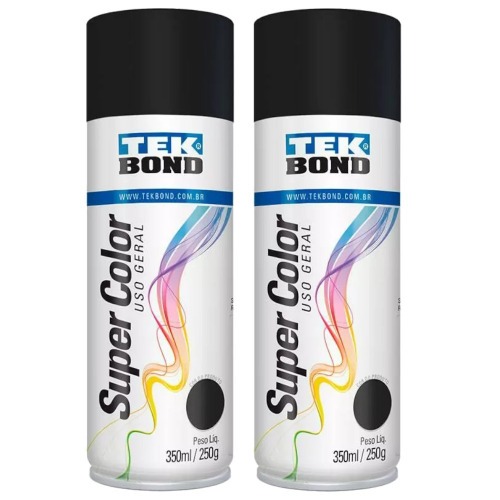 Kit 2 tintas spray preto fosco de uso geral 350 ml
