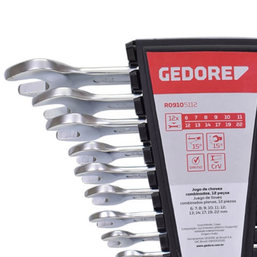 Jogo de chave combinada 6 a 22 mm a�o cromo van�dio com 12 pe�as - R09105112