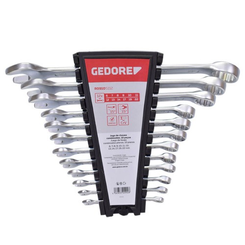 Jogo de chave combinada 6 a 22 mm a�o cromo van�dio com 12 pe�as - R09105112