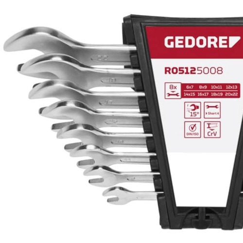 Jogos de chave fixa 6 a 22 mm aço cromo vanádio com 8 peças - R05125008 Jogos de chave fixa 6 a 22 mm aço cromo vanádio com 8 peças - R05125008