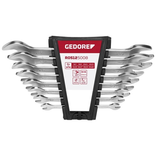 Jogos de chave fixa 6 a 22 mm aço cromo vanádio com 8 peças - R05125008 Jogos de chave fixa 6 a 22 mm aço cromo vanádio com 8 peças - R05125008