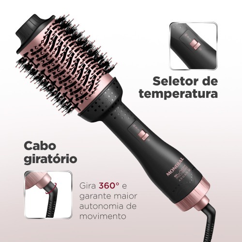 Escova secadora 1200W 3 em 1 Black Rose Argan - ES-14  220V