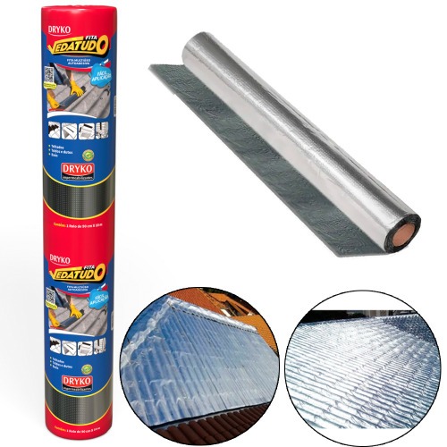 Fita manta asf�ltica auto adesiva aluminizada multiuso 90 cm x 10 m - Vedatudo