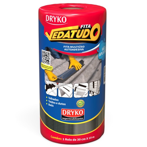 Fita manta asf�ltica auto adesiva aluminizada multiuso 30 cm x 10 m - Vedatudo
