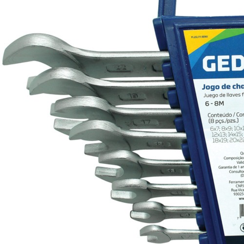 Jogos de chave fixas 6 a 22 mm a�o cromo van�dio com 8 pe�as 6 - 8M