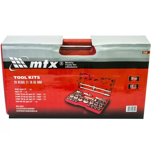 Jogo de soquete estriado 21 a 65 mm encaixe 3/4