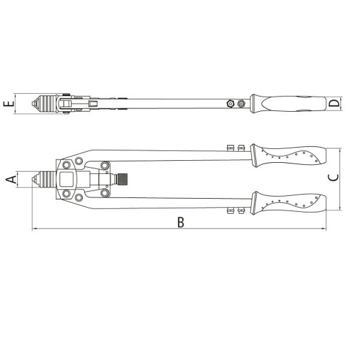 Rebitador manual tipo alavanca para rebites at� 6,4 mm