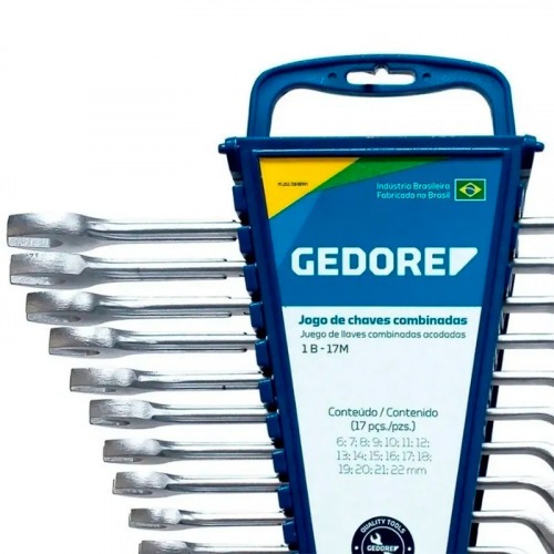 Jogo de chave combinada 6 a 22 mm a�o cromo van�dio com 17 pe�as - 1B-17M