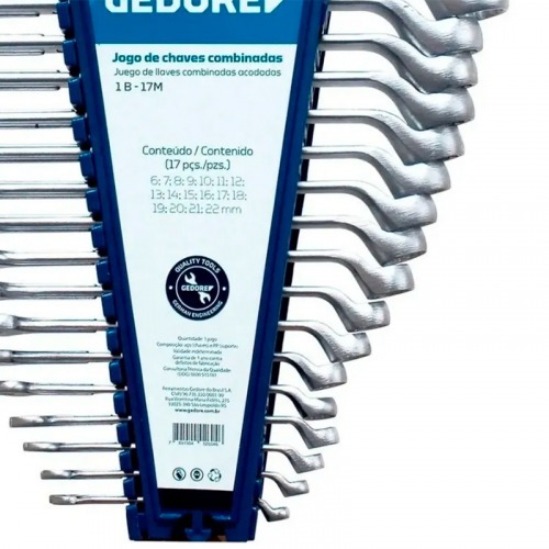 Jogo de chave combinada 6 a 22 mm a�o cromo van�dio com 17 pe�as - 1B-17M
