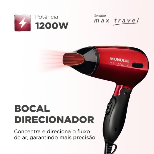 Secador de cabelo 1200 watts dobr�vel Max Travel - SC-10  110V/220V