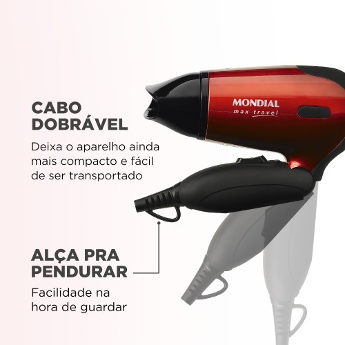 Secador de cabelo 1200 watts dobr�vel Max Travel - SC-10  110V/220V