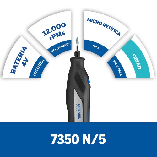 Micro ret�fica a bateria 4 volts com 5 acess�rios - 7350