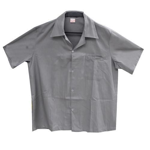 Camisa de brim uniforme manga curta Cinza - 2205534