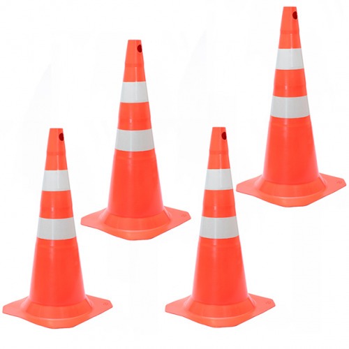 Kit 4 Cones para sinaliza��o 75 cm com 2 faixas - RM-41