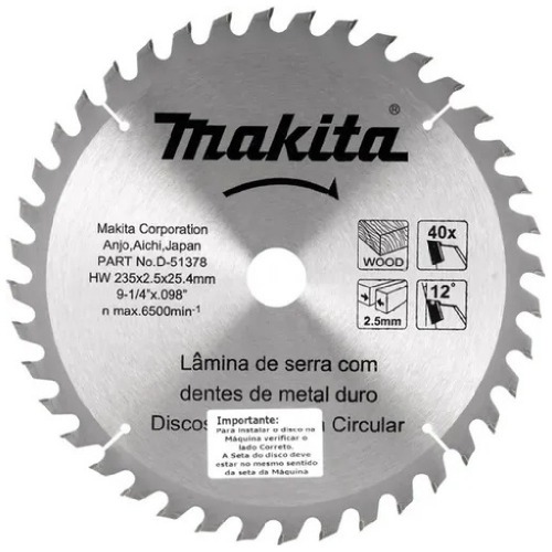 Disco de serra para madeira 235 x 25.4 x 40 dentes - D-51378 Disco de serra para madeira 235 x 25.4 x 40 dentes - D-51378