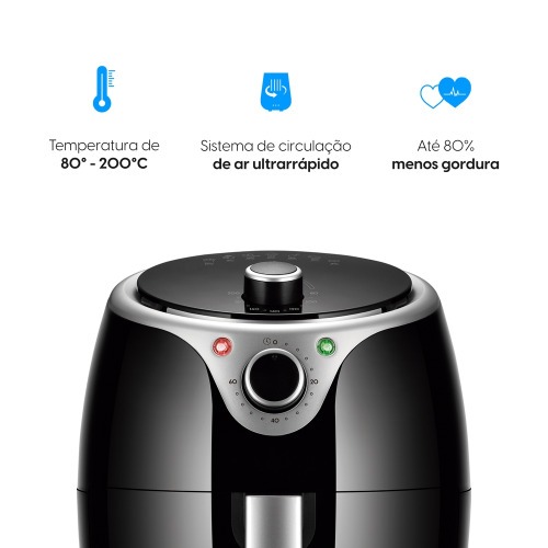 Fritadeira el�trica sem �leo Air Fryer 3,5 L 1240 Watts preta- Flash Fryer  110V