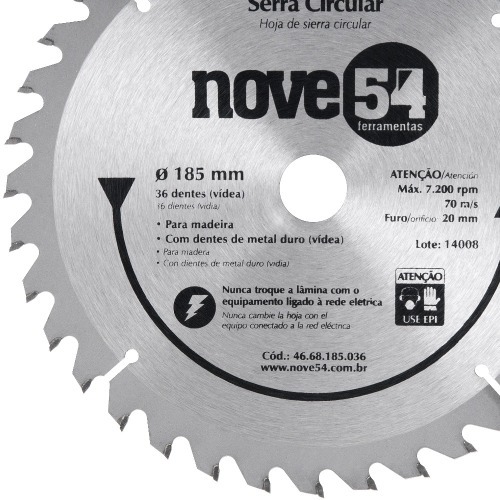 Disco de serra para madeira 185x20 mm 36 dentes