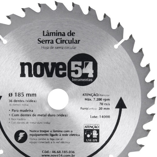 Disco de serra para madeira 185x20 mm 36 dentes