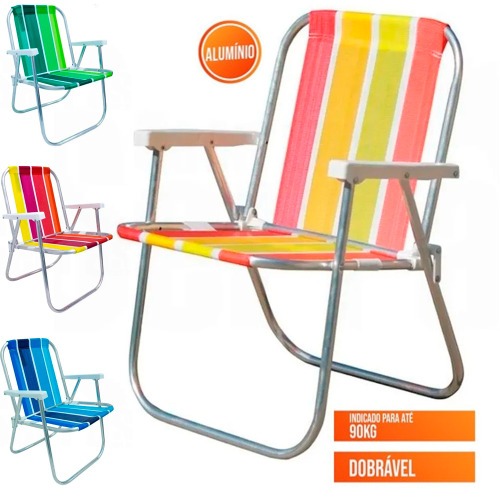 Kit Cadeira de praia alta em alum�nio CAD0047 + Carrinho Mesa CAR0649