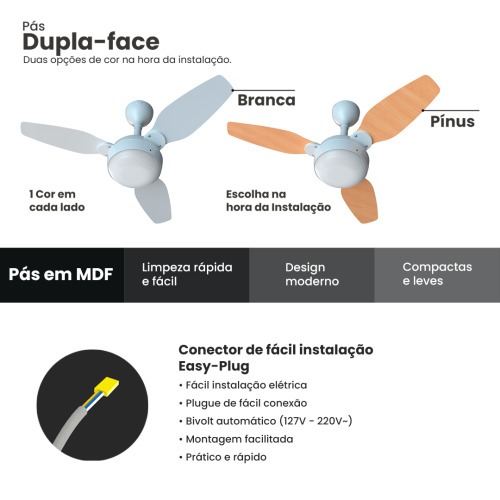 Ventilador de teto 3 p�s Inverter dupla face com controle remoto - Legacy  110V/220V