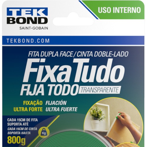 Fita dupla face acr�lica 19 mm x 2 m uso interno - Fixa Tudo