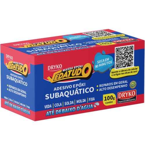 Massa adesiva ep�xi subaqu�tica 100g - Vedatudo