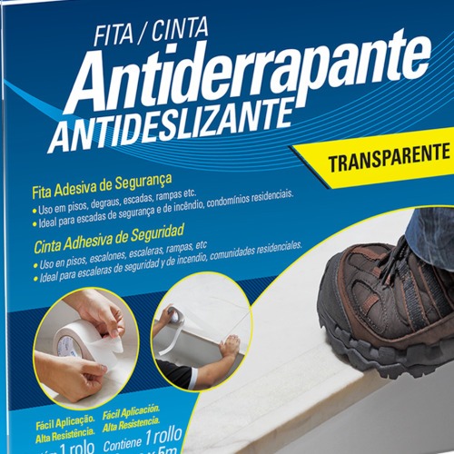 Fita adesiva antiderrapante transparente 50 mm x 5 m Fita adesiva antiderrapante transparente 50 mm x 5 m
