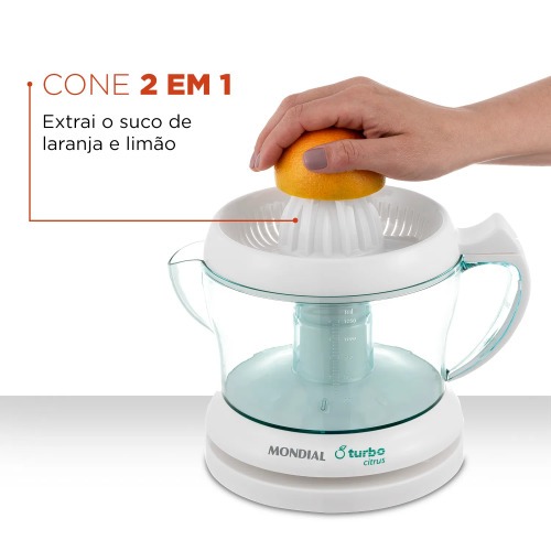 Espremedor de frutas 25 watts dupla rotação Power Turbo Citrus - E-01 220V Espremedor de frutas 25 watts dupla rotação Power Turbo Citrus - E-01 220V