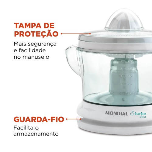 Espremedor de frutas 25 watts dupla rotação Power Turbo Citrus - E-01 220V Espremedor de frutas 25 watts dupla rotação Power Turbo Citrus - E-01 220V